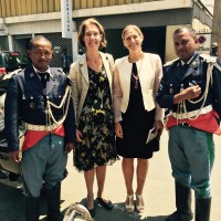 Karin, Irina och två glada MC-poliser från kortegen